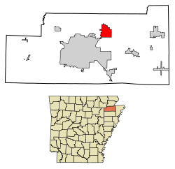 Craighead County Arkansas Incorporated and Unincorporated areas Brookland Highlighted 0509100